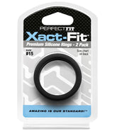 Xact-Fit Precision Sizing Ring 2-Pack for Adult Intimacy Use Black COCK RINGS